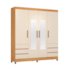 Roupeiro Demóbile Mônaco 4 Portas com Pés e Espelho 46030 - Cinamon/Off White