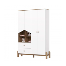 Roupeiro Henn 4 Portas Ternura I130-190 - Branco/Jequitiba 