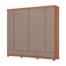 Roupeiro Henn 6 Portas Imperial com Pés - Cinamomo/Avelã