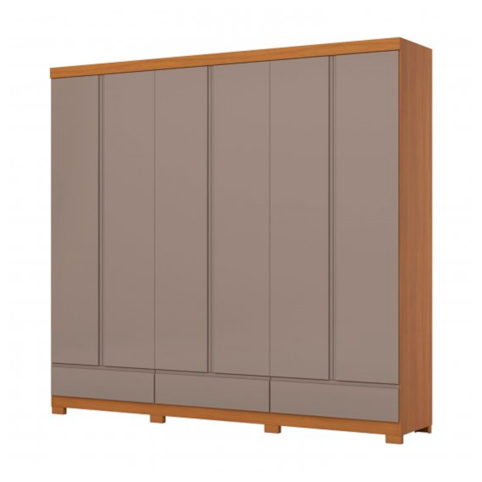 Roupeiro Henn 6 Portas Imperial com Pés - Cinamomo/Avelã