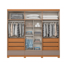 Roupeiro Henn 6 Portas Imperial com Pés - Cinamomo/Avelã