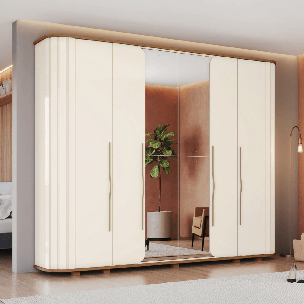 Roupeiro Henn 6 Portas Premium - Nature/Off White D338-129