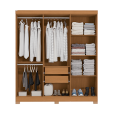 Roupeiro Kappesberg CB01R590 6 Portas Com Pés - Canela/Off White