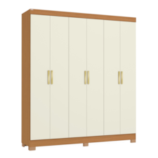 Roupeiro Kappesberg CB01R590 6 Portas Com Pés - Canela/Off White Roupeiro Kappesberg CB01R590 6 Portas Com Pés - Canela/Off White