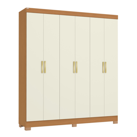 Roupeiro Kappesberg CB01R590 6 Portas Com Pés - Canela/Off White