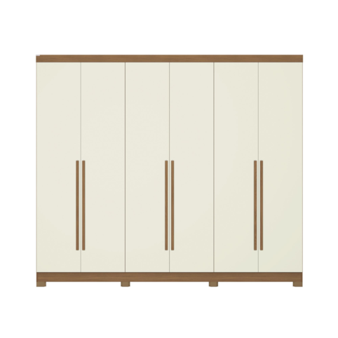 Roupeiro Kappesberg  CB03T580 6 Portas com pés - Canela/Off White