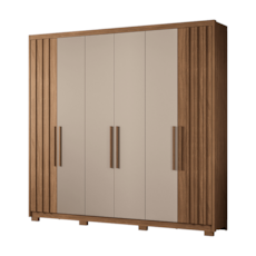 Roupeiro Moval Atlanta 6 Portas Com Pés - Carvalho/Fendi Roupeiro Moval Atlanta 6 Portas Com Pés - Carvalho/Fendi