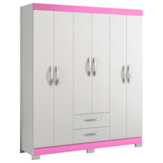 Roupeiro Notável 6 Portas NT5130 - Branco/Rosa Roupeiro Notável 6 Portas NT5130 - Branco/Rosa