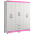 Roupeiro Notável 6 Portas NT5130 - Branco/Rosa