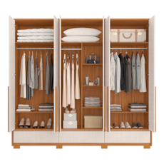 Roupeiro Notável 6 Portas NT6035 100% MDF Com Pés e Espelho - Freijó/Off White