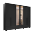 Roupeiro Notável 6 Portas NT6035 100% MDF com Pés e Espelho - Preto
