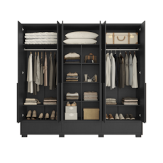 Roupeiro Notável 6 Portas NT6035 100% MDF com Pés e Espelho - Preto