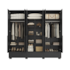 Roupeiro Notável 6 Portas NT6035 100% MDF com Pés e Espelho - Preto
