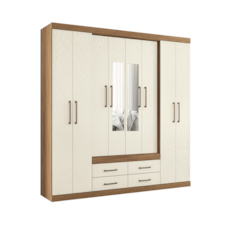 Roupeiro Santos Andirá 8 Portas Napoles Com Pés e Espelho - Jatobá/Areia Roupeiro Santos Andirá 8 Portas Napoles Com Pés e Espelho - Jatobá/Areia
