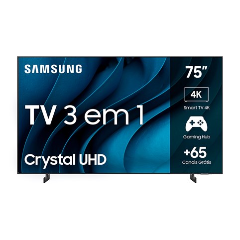 Samsung Smart TV 75 polegadas Crystal UHD 4K 75CU8000 2023, Painel Dynamic Crystal Color, Controle Remoto Único