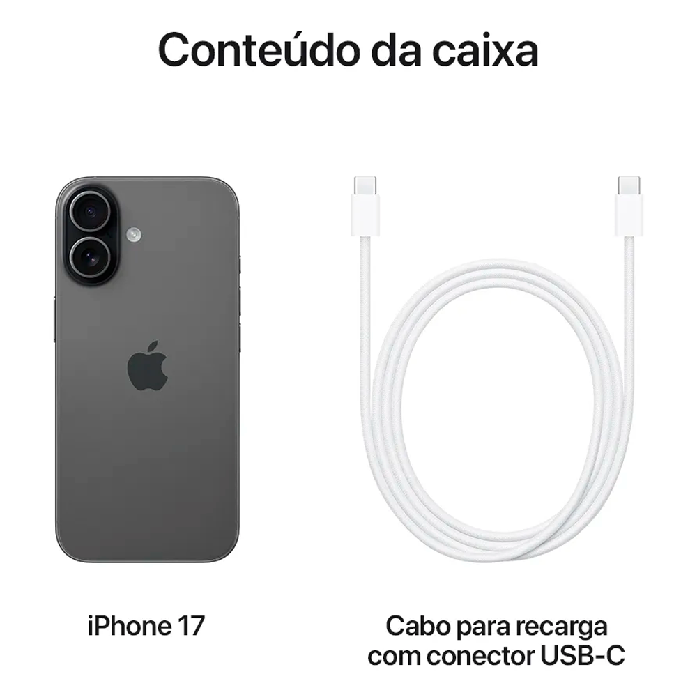 Smartphone Apple iPhone 17 256GB Preto 5G - Tela 6.3