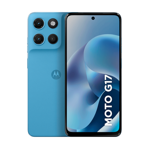 Smartphone Motorola Moto G17 128GB 4GB - Azul Claro - Tela 6,7” Câm. 50MP + Selfie 32MP 