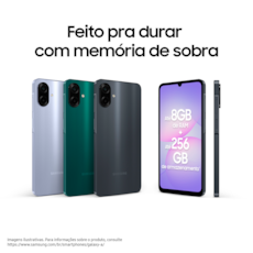 Smartphone Samsung Galaxy A07 256GB Verde - Tela 6,7" Câm. Dupla + Selfie 8MP