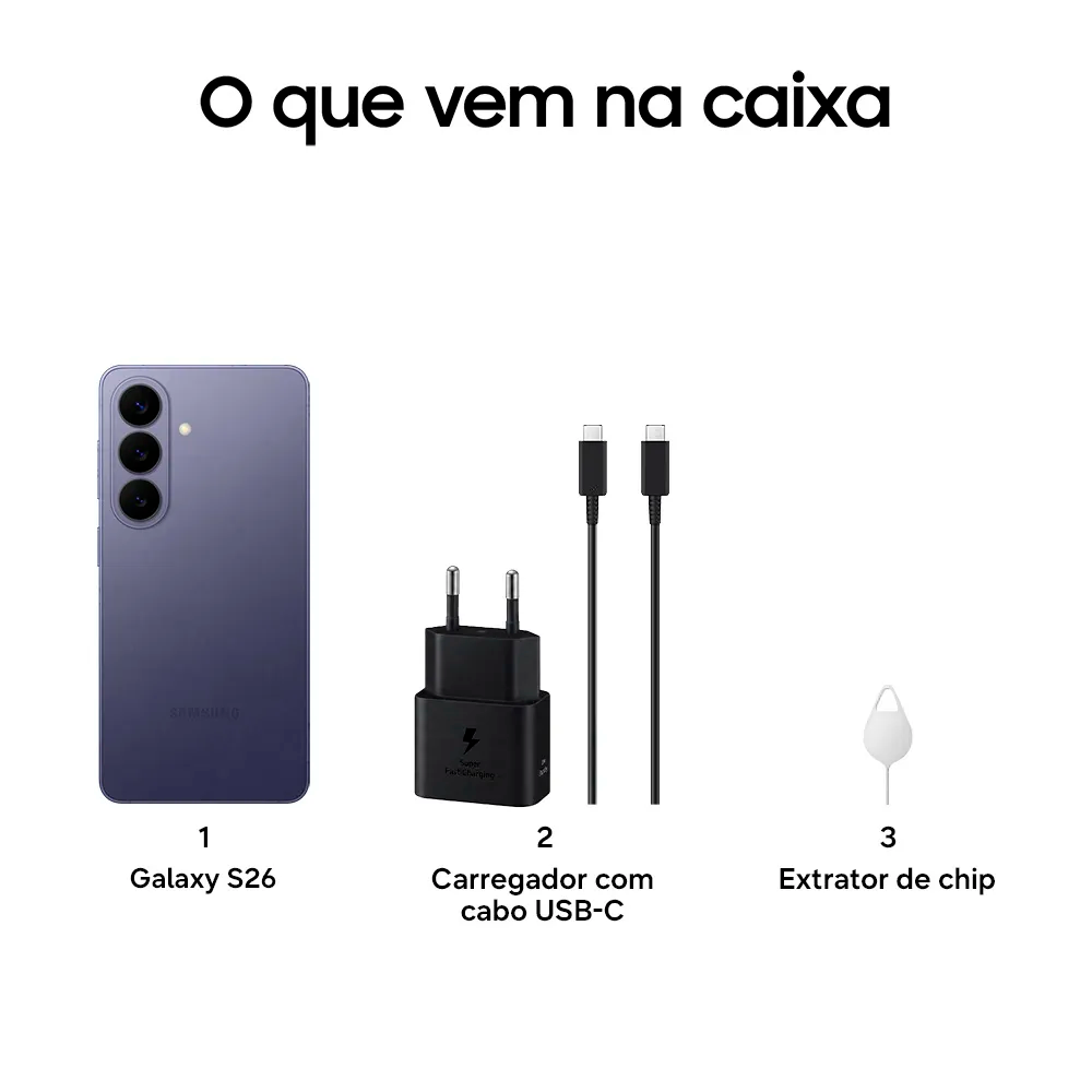 Smartphone Samsung Galaxy S26 256GB Preto 5G - 12GB RAM Tela 6,3