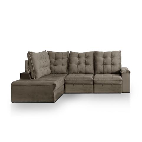 Sofá Art Brasil Calvin Canto - Retrátil e Reclinável - Marrom 3109