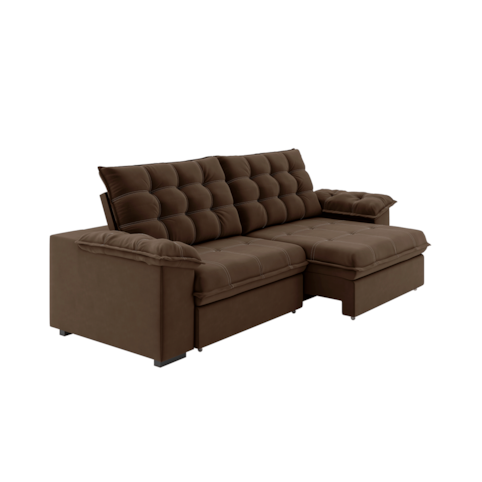 Sofá besthouse Palermo 2,30 Metros Retrátil/Reclinável - Slim Marrom