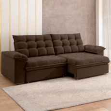 Sofá besthouse Palermo 2,30 Metros Retrátil/Reclinável - Slim Marrom