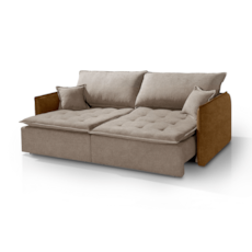 Sofá Cama Art Brasil Thera 2M - Courino Marrom/ Linho Marrom 
