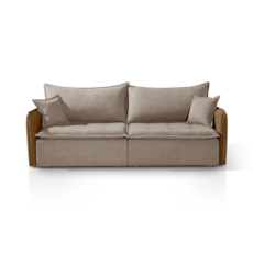 Sofá Cama Art Brasil Thera 2M - Courino Marrom/ Linho Marrom 