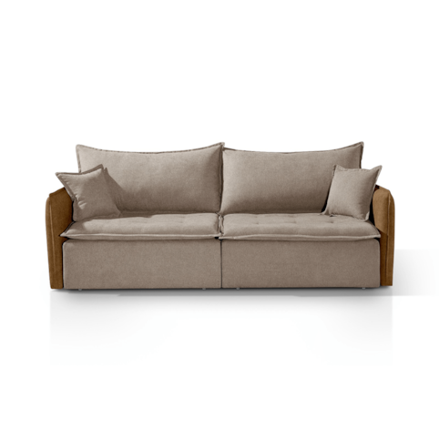 Sofá Cama Art Brasil Thera 2M - Courino Marrom/ Linho Marrom 