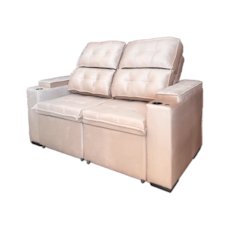 Sofá Confort Chicago 230 cm Retrátil/Reclinável Com Porta Copo e USB - Cáqui