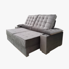 Sofá Confort Londres 250 CM - Retrátil / Reclinável com USB + Porta Copo - Chumbo