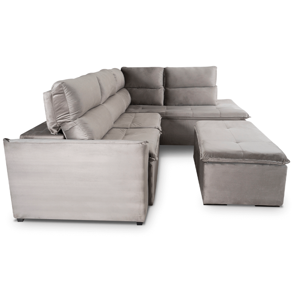 Sofá Hellen Beirute CantoPuff Reclinável/Retrátil Platinum Tabaco