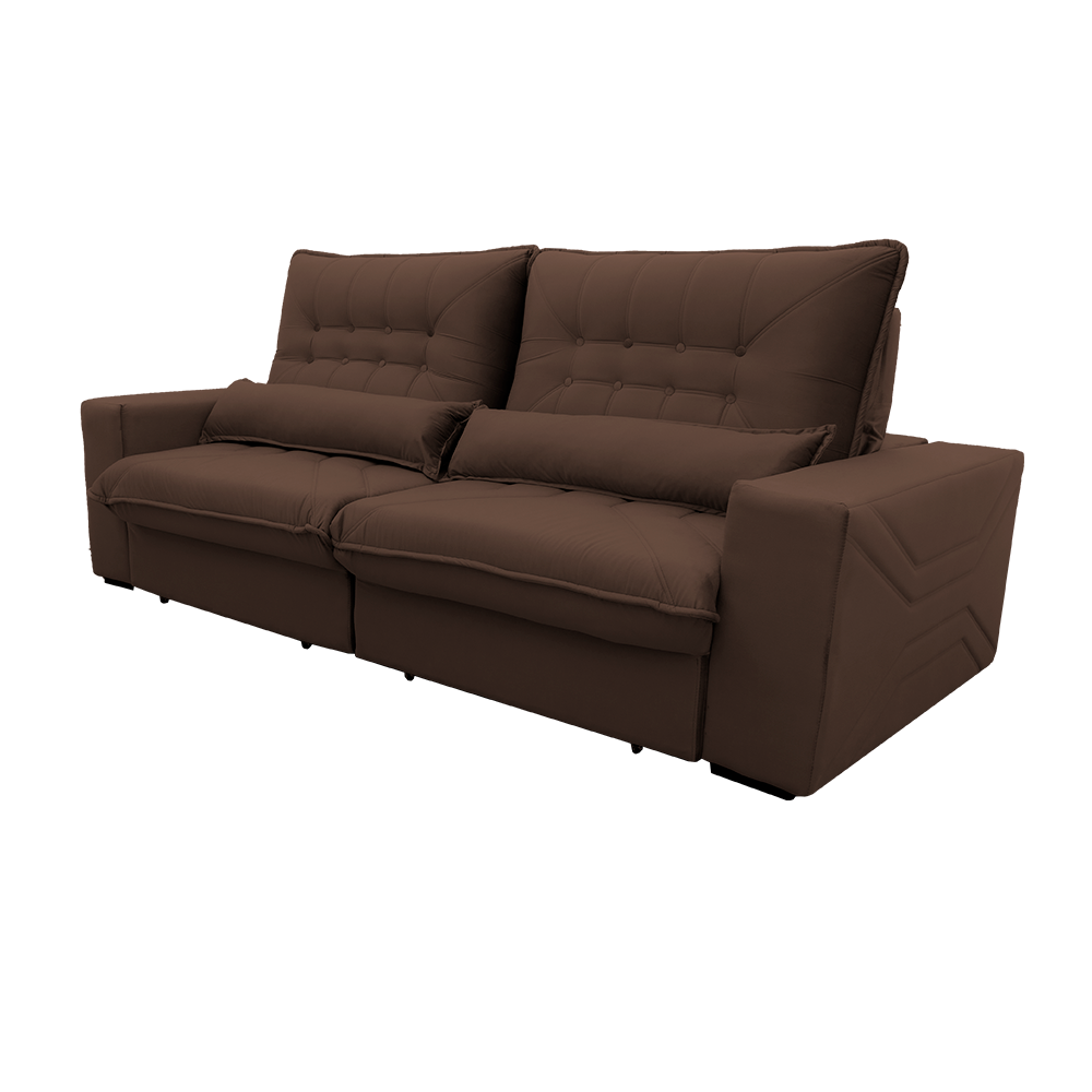 Sofá Hellen Majestic 2,7 Metros Retrátil/Reclinável Platinum Marrom