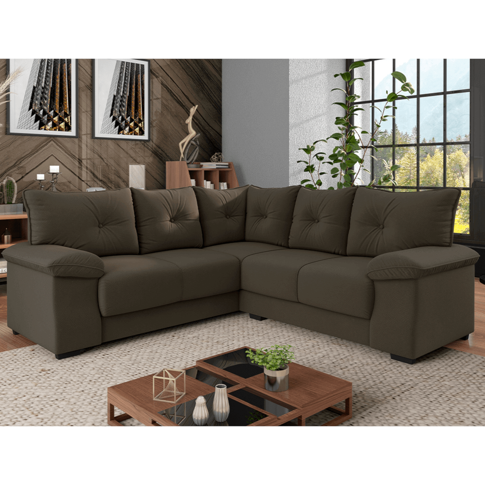 Sofá Hellen Santiago 3x2 Lugares Canto Platinum Marrom Café Martinello