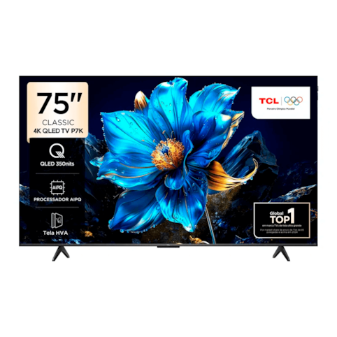 TCL Smart TV 75" 75P7K QLED Ultra HD 4K - Google TV com Wi-Fi e Bluetooth