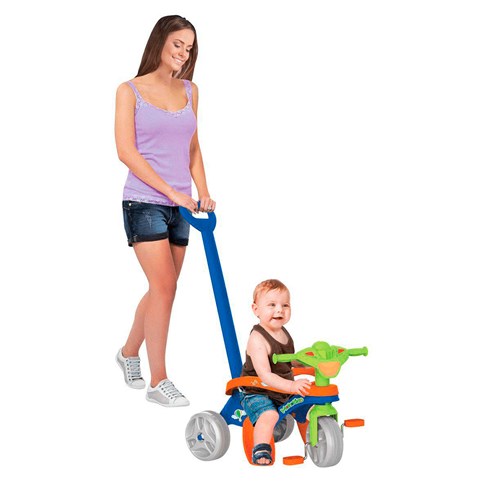 Triciclo Motoca Infantil Com Empurrador Removível - Azul em