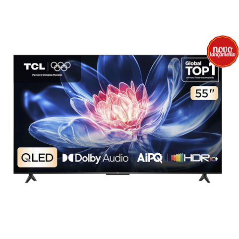 TV TCL 55" 55T6C QLED Smart Ultra HD 4K - Google TV com Wi-Fi e Bluetooth