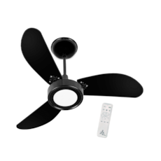 Ventilador De Teto Delta Led Inverter com Controle - 3 Pás Preto - Bivolt